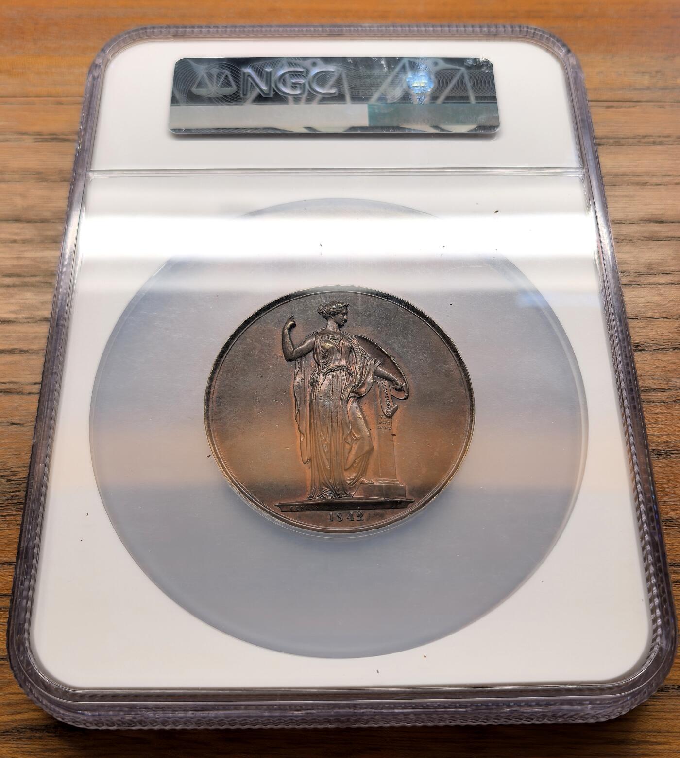 凡希社世界钱币微拍第三百二十一期 1842德国维尔茨堡政治家、外交家伊茨斯坦因纪念铜章NGC-AU58