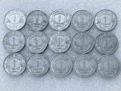 第一海外回流一元起拍收藏 散集专场  第302期 - 法国1法郎铝币 15枚