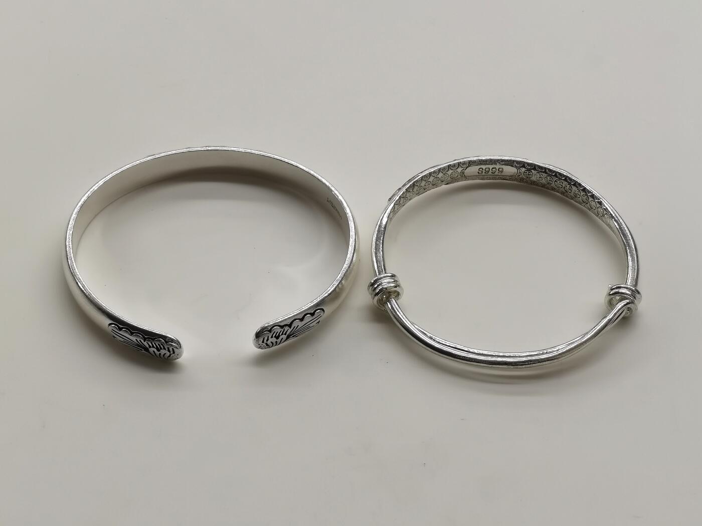 博洋堂世界钱币拍卖第165期（全场包邮） 手环两个，银S999标和足银999标，重42.5g，战事再起，贵金属上涨