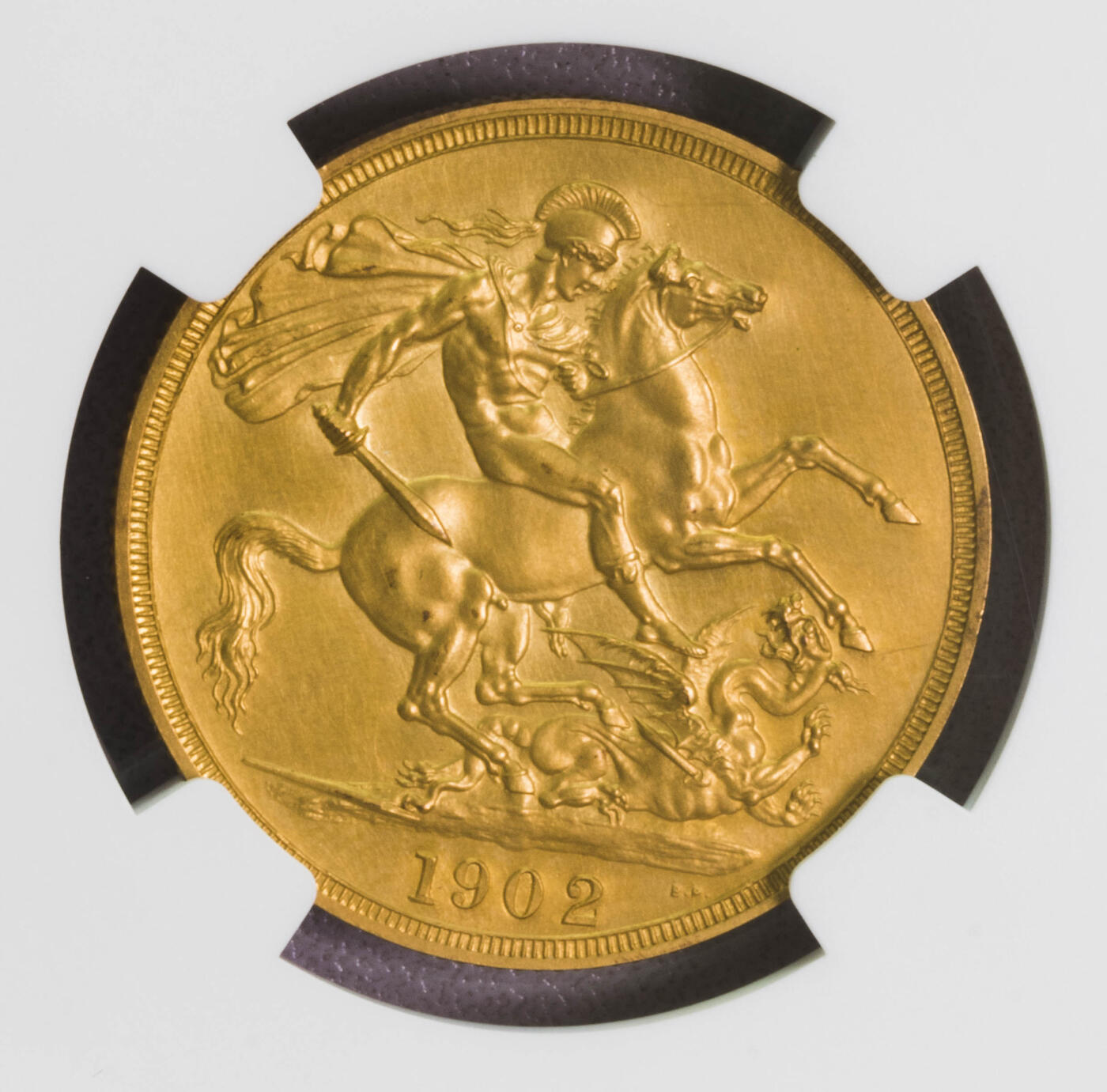 NGC-PF62MATTE 1902英国爱德华7世2磅马剑金币