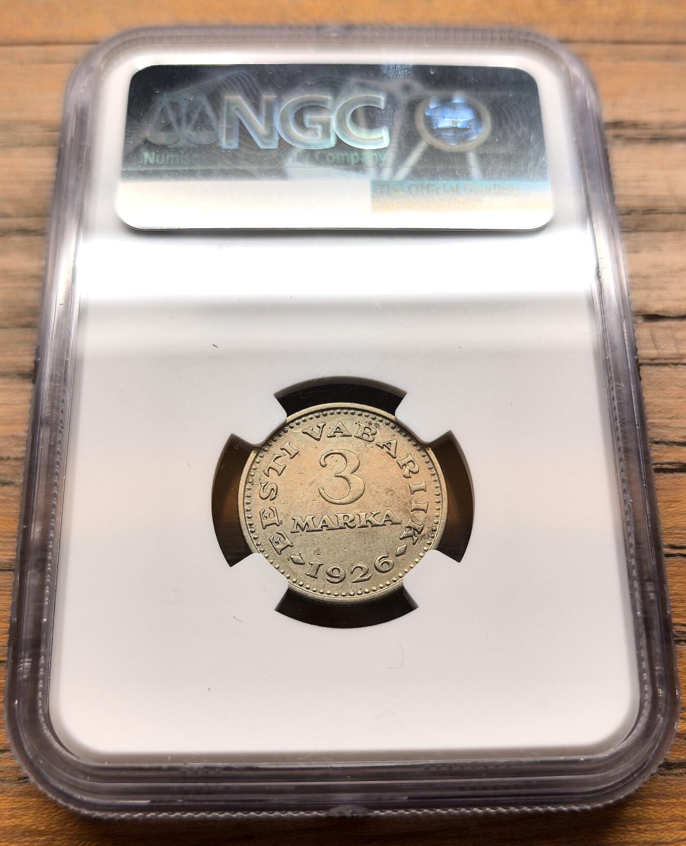 凡希社世界钱币微拍第三百二十一期 1926爱沙尼亚3马克NGC-UNCD