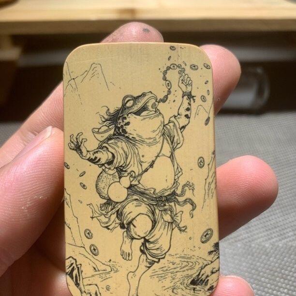 听雨轩（77）留青墨刻竹牌专场 留青墨刻36×60mm工艺精工实心玉竹牌 撒钱文泰