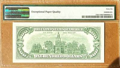 【Blue Auction】✨世界纸币精拍800期盛典——白金之夜🔥🔥🔥  U-【888豹子号无47】美国 1963年100美金 PMG66EPQ 