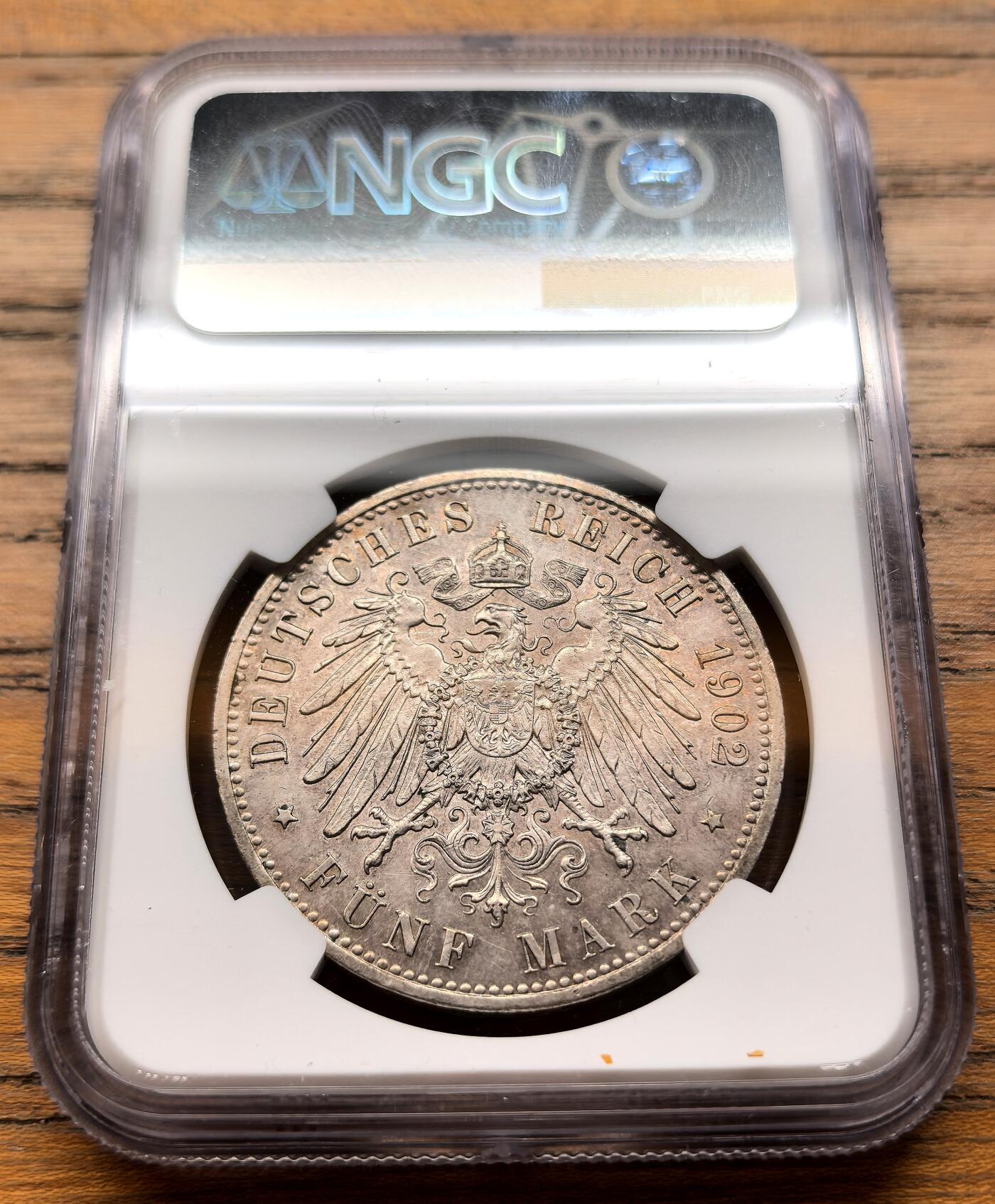 凡希社世界钱币微拍第三百二十一期 1902A德国普鲁士威廉二世5马克大银NGC-MS62