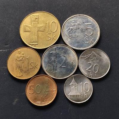 【全场包邮】纯粹捡漏拍512场 - 斯洛伐克1994-2002年7枚套币