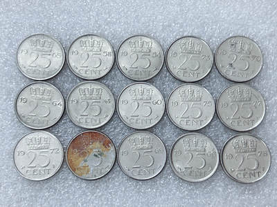 第一海外回流一元起拍收藏 散集专场  第302期 - 荷兰25分硬币 15枚