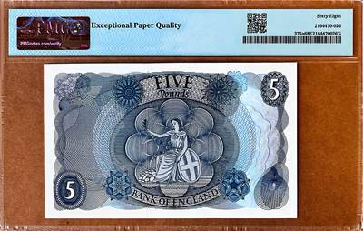 【Blue Auction】✨世界纸币精拍800期盛典——白金之夜🔥🔥🔥 G-【a版 无47】英国 C序列1963-66年5镑 PMG68EPQ 超高分难得