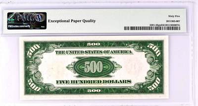 【Blue Auction】✨世界纸币精拍800期盛典——白金之夜🔥🔥🔥 U-【少见圣路易斯浅绿版 千位小号】美国 1934年500美金 人物为美国第25任总统威廉·麦金莱 曾发动美西战争 该纸币是罗斯福新政后美国开始经济复苏的产物 那时候人均年收入才428美金 购买力爆炸 PMG65EPQ 绝品 一步到位的收藏