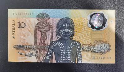《艾美收藏》第236期-3.15周日外币畅拍 - 澳大利亚1988年AB冠10元UNC 无47 世界首张塑料钞 移民200周年纪念
