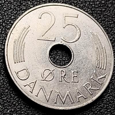 泉币菌-第209场-拍品多 请提前出价 - 丹麦25欧尔 1979年 玛格丽特二世 23mm 铜镍币 北欧中孔钱币