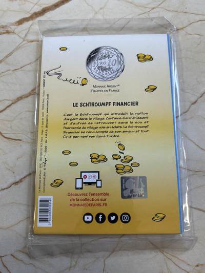 第193期拍卖 - 法国2020年童年的回忆蓝精灵系列12礼物纪念彩银币。，333银，17克，发行75000套