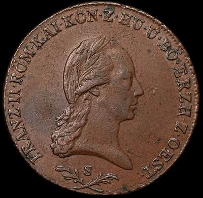修遠堂世界钱币第107期 - 1800年神圣罗马帝国-奥地利6克鲁泽铜币 S厂铭