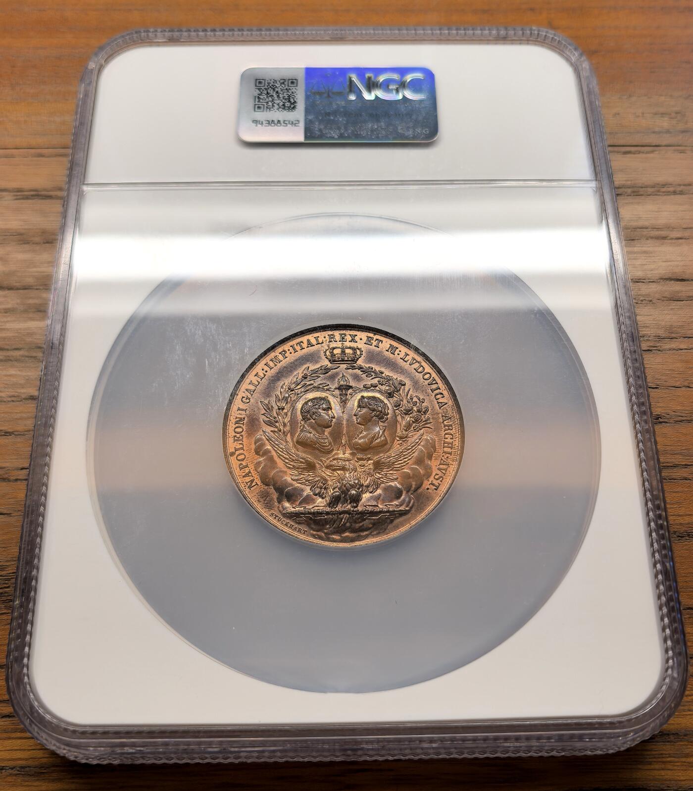 凡希社世界钱币微拍第三百二十一期 1811法国罗马王拿破仑二世诞生纪念铜章NGC-MS64