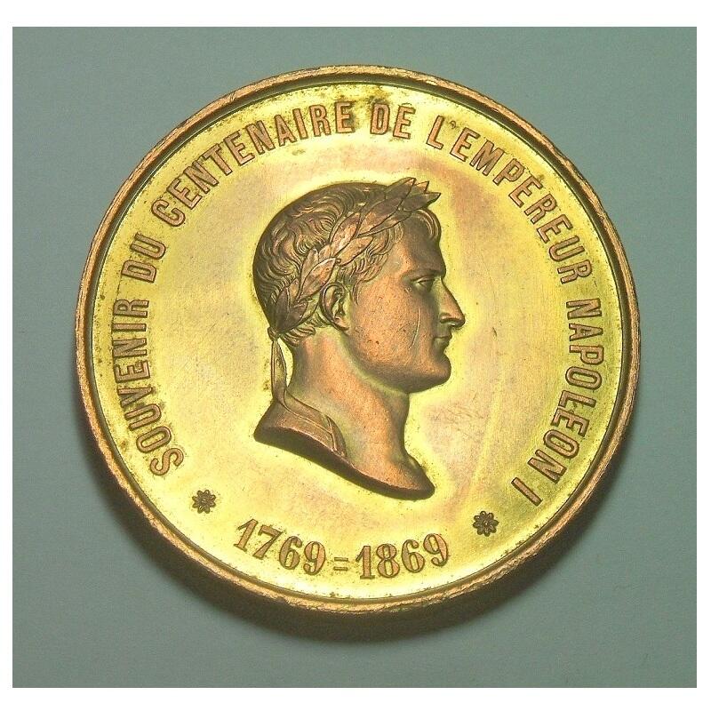 【艺术】法国艺术大章1869年 拿破仑诞辰百年 高浮雕精制大镀金章 50MM