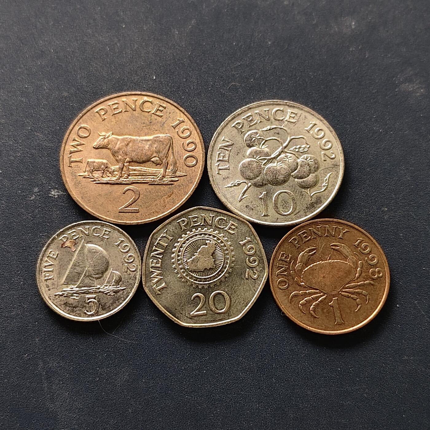 【全场包邮】纯粹捡漏拍512场 根西1990-1998年5枚套币