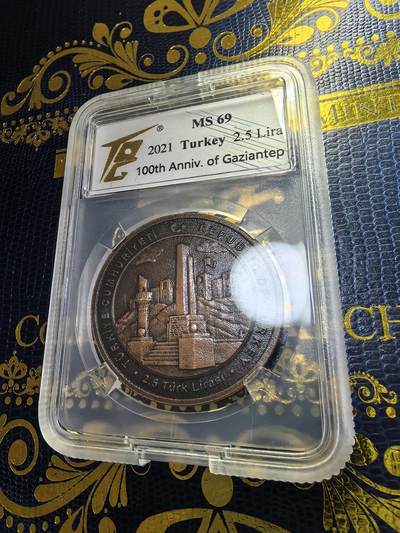 长老汇马年精选第九场拍卖 - 2021土耳其阿菲昂卡拉希萨尔百年2.5里拉仿古铜币，TCQ MS69，5000枚