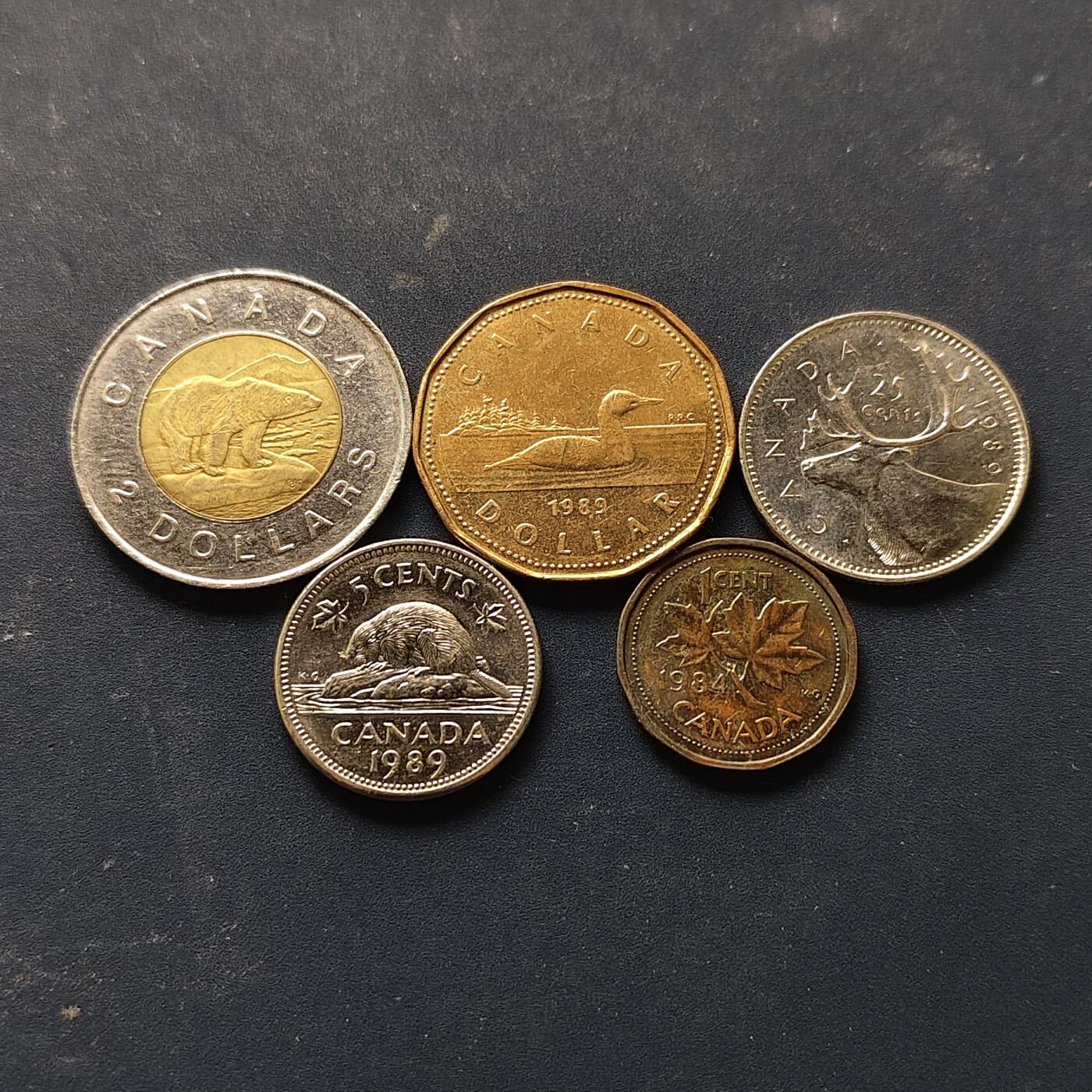 【全场包邮】纯粹捡漏拍512场 加拿大1984-1996年5枚套币
