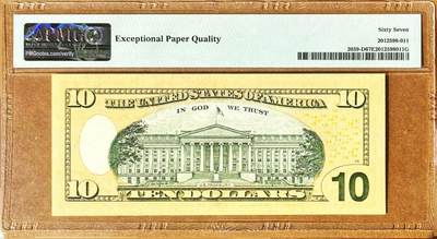 【Blue Auction】✨世界纸币精拍800期盛典——白金之夜🔥🔥🔥 U-【888豹子号 百位小号 倒置号】美国 2004年10美金 PMG67EPQ 