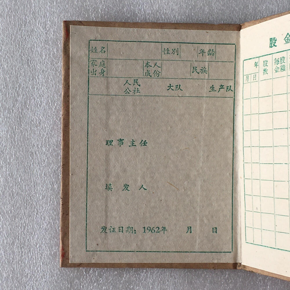         珍稀1962年浙江省嵊县供销合作社社员证全新品相未流通1册原版真品如图供应票证旧藏文玩艺术收藏