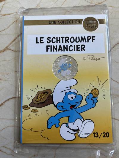 第193期拍卖 -  法国2020年童年的回忆蓝精灵系列13财富纪念彩银币，333银，17克，发行75000套