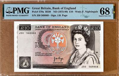 【Blue Auction】✨世界纸币精拍800期盛典——白金之夜🔥🔥🔥 - G-【a版 无47】英国 D序列1975-80年10镑 PMG68EPQ 超高分