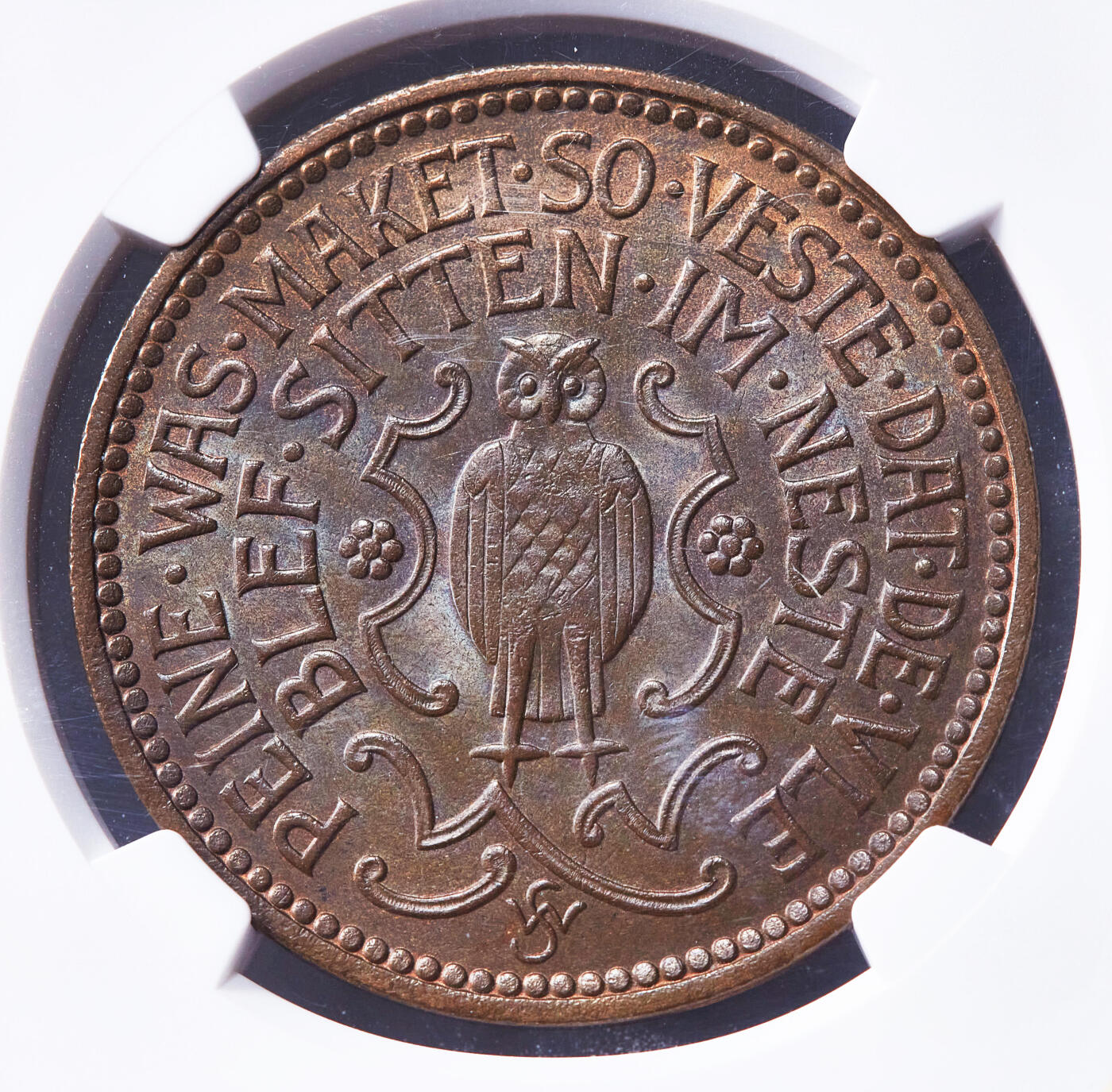 【俄甄集藏】2026年(049)03-18星期三 晚 19:30 全场包邮 德国1923年紧急时期派内10000基珀（紧急币）猫头鹰大铜币，NGC MS64，转光品相，经典品种