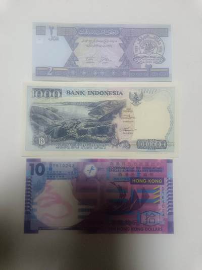 【20260317】非全新纸币和硬币第346场 - 亚洲国家2张纸币和香港塑料钞