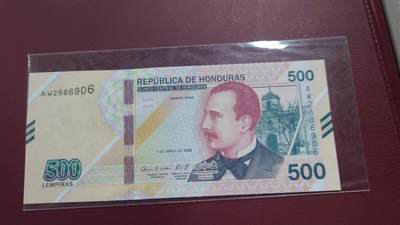 世界钱币～微拍第240期暨2026年第21期  部分尾货整理陆续低价起拍清仓 - 2022年洪都拉斯500元 全新绝品无47尾号906
