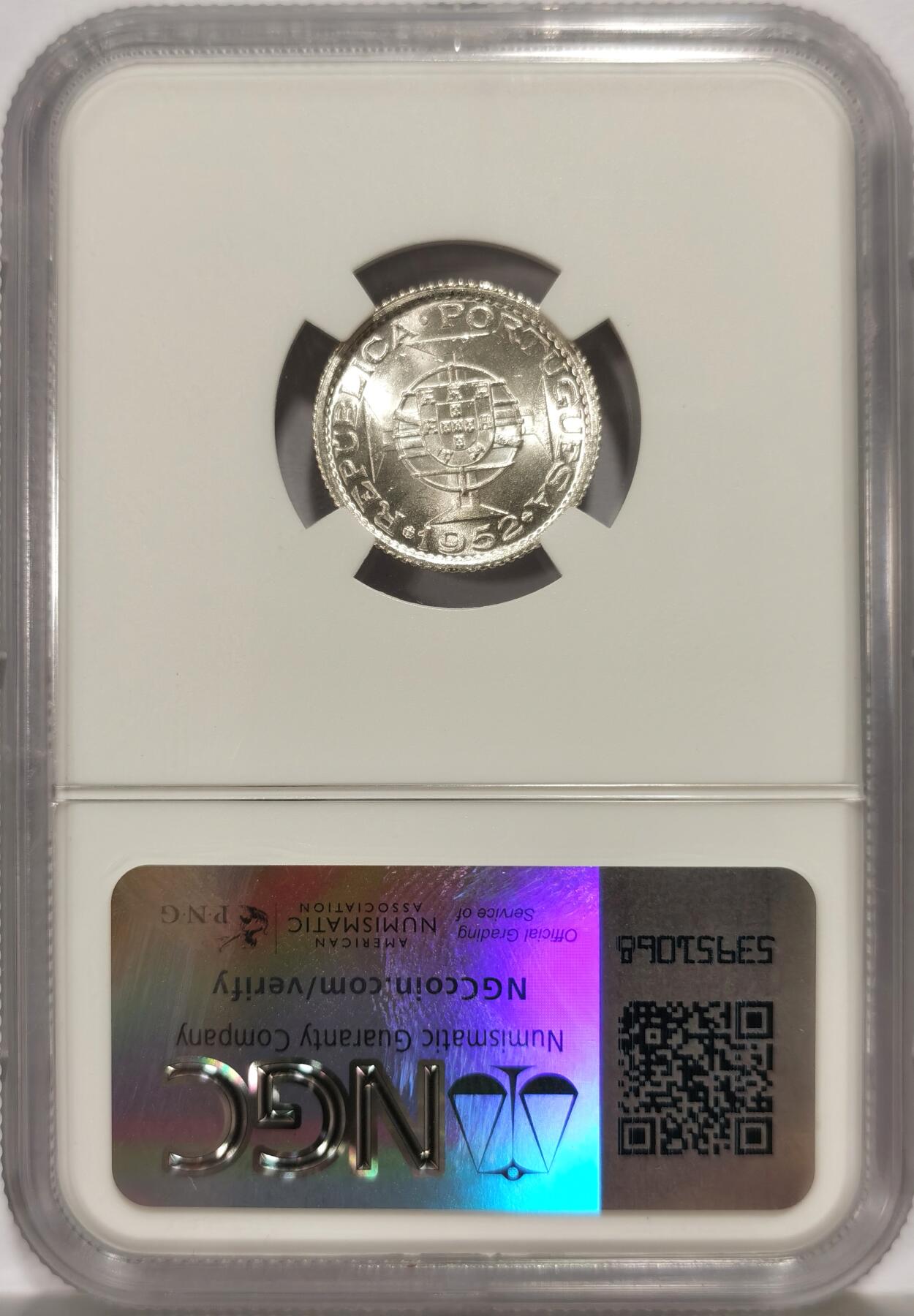 博洋堂世界钱币拍卖第165期（全场包邮） NGC MS67 葡属澳门1952年首版壹圆银币，无敌寂寞分数，麦稀奇所见最高