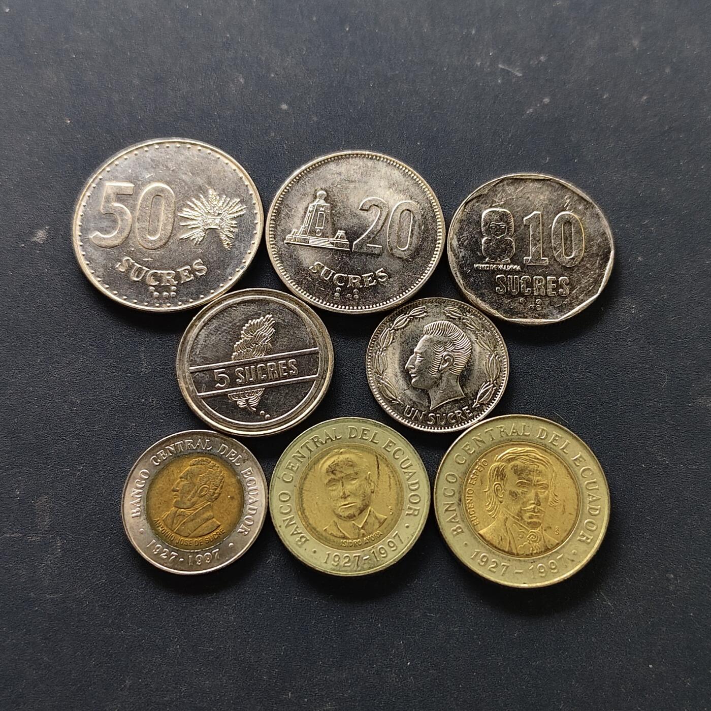 【全场包邮】纯粹捡漏拍512场 厄瓜多尔1988-1997年9枚套币-含央行70周年双色币3枚套币