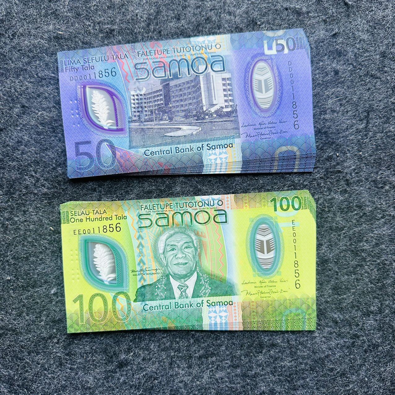 🇼🇸2607 ￥￥萨摩亚2025年50和100塔拉Polymer塑料钞