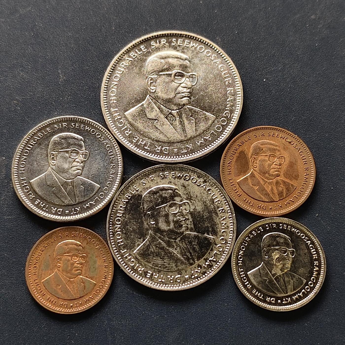 【全场包邮】纯粹捡漏拍512场 毛里求斯1987-1997年6枚套币