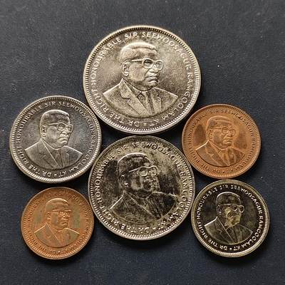 【全场包邮】纯粹捡漏拍512场 - 毛里求斯1987-1997年6枚套币