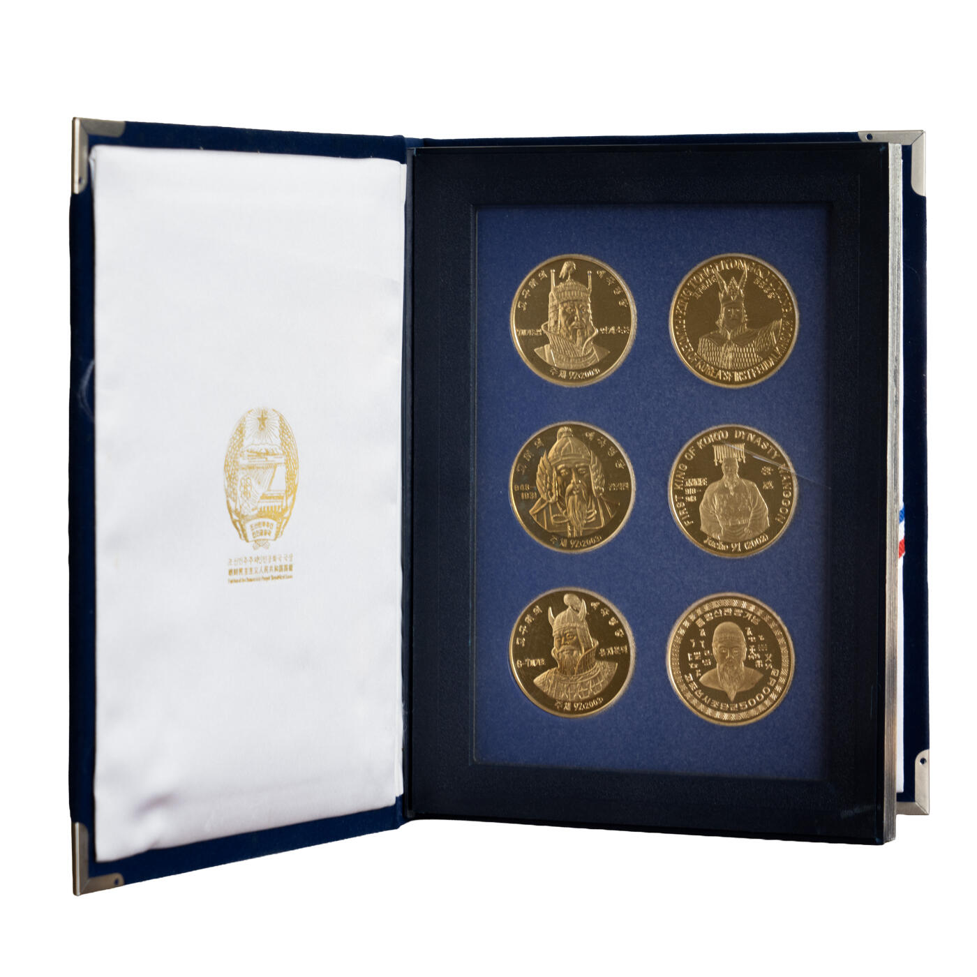 2001-2003年朝鲜-古人系列纪念铜币6枚套装少见的朝鲜装帧盒