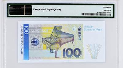 【Blue Auction】✨世界纸币精拍800期盛典——白金之夜🔥🔥🔥 G-【多年来唯一冠军 最稀少年份】德国 1993版年100马克 著名钢琴家克拉拉-舒曼 PMG68EPQ 顶级品相 无月牙&无拖墨（本枚纸币最神奇的地方，在与克拉拉的眼睛与荧光效果完美融合，形成泪眼，与人物的事迹完美契合，卖家多年来一直珍藏）