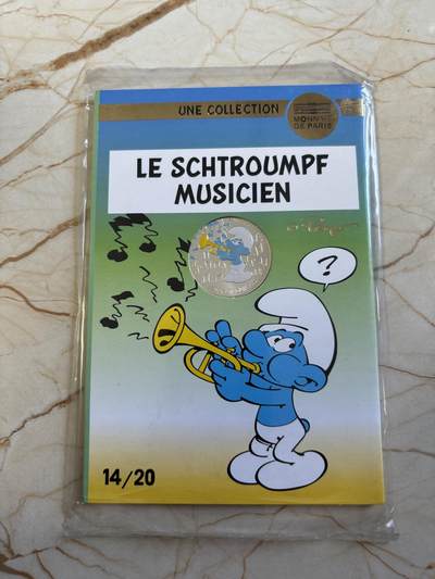 第193期拍卖 - 法国2020年童年的回忆蓝精灵系列14小号纪念彩银币，333银，17克，发行75000套