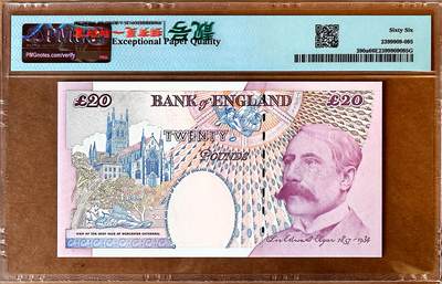 【Blue Auction】✨世界纸币精拍800期盛典——白金之夜🔥🔥🔥 G-【首发签名Lowther首发冠AA01 000999豹子号 非常难得】英国1999-2003年E序列再版20镑（背面是英国作曲家、指挥家爱德华·埃尔加，代表作有《第一交响曲》《第二交响曲》《e小调大提琴协奏曲》《Salut d'Amour》）