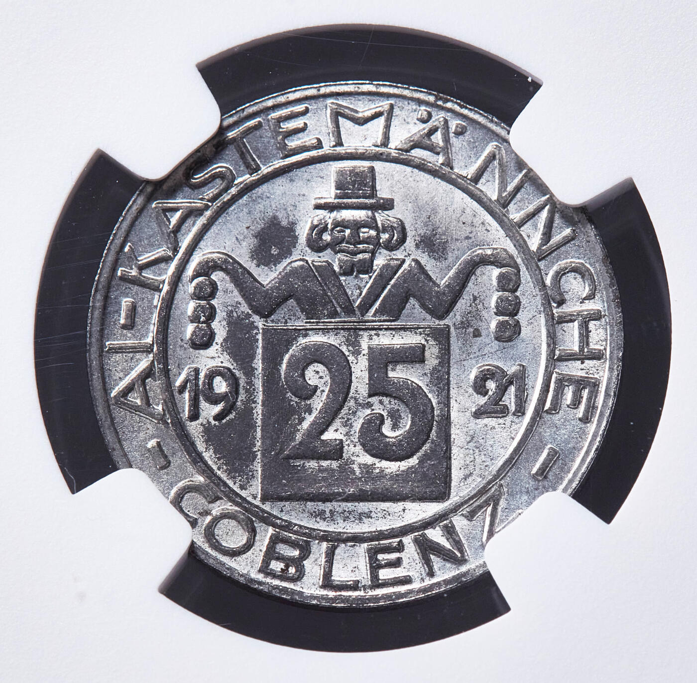 【俄甄集藏】2026年(049)03-18星期三 晚 19:30 全场包邮 德国1921年紧急时期科布伦茨地区民主主义政治家约翰·格奥尔格·福尔默头像25芬尼铁币，NGC MS62，原光品相，稀少品种