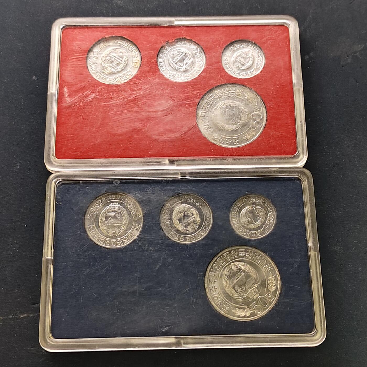 【全场包邮】纯粹捡漏拍513场 朝鲜1959年单星/双星版官方盒装套币2套一组