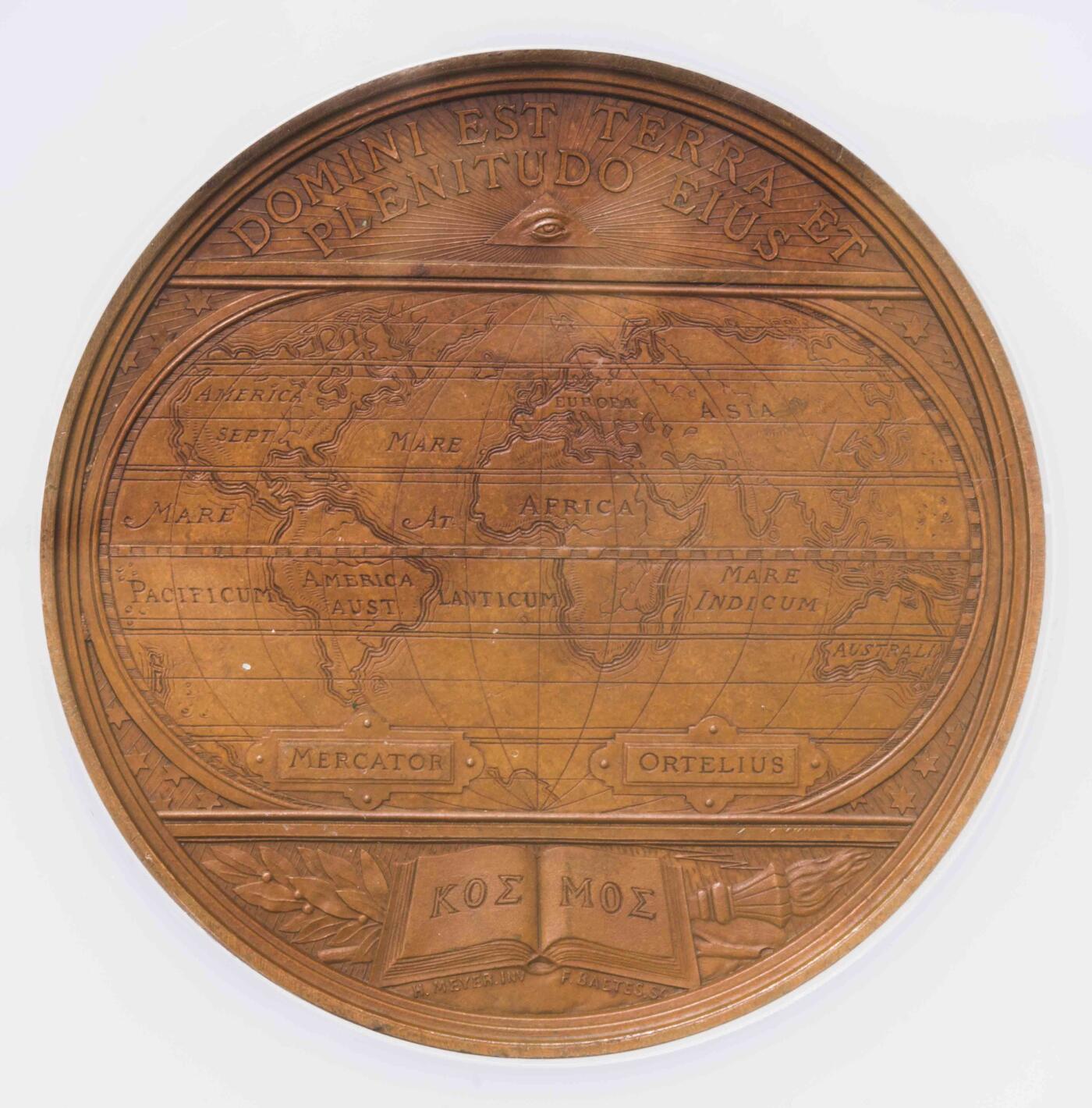 NGC-MS63BN 1871比利时国家地理协会世界地图大铜章