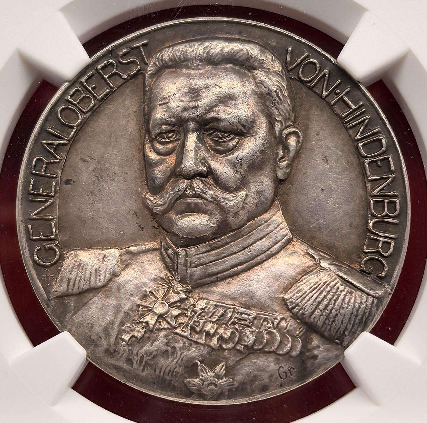 凡希社世界钱币微拍第三百二十一期 1914德国坦能堡&奥尔特斯堡战役大捷纪念银章NGC-MS63