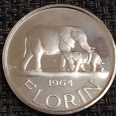 布加迪🐬～世界钱币(上海)🌾第 281 期 /  各国套币和散币 - 马拉维🇲🇼 1964年 1福罗林 原光品相