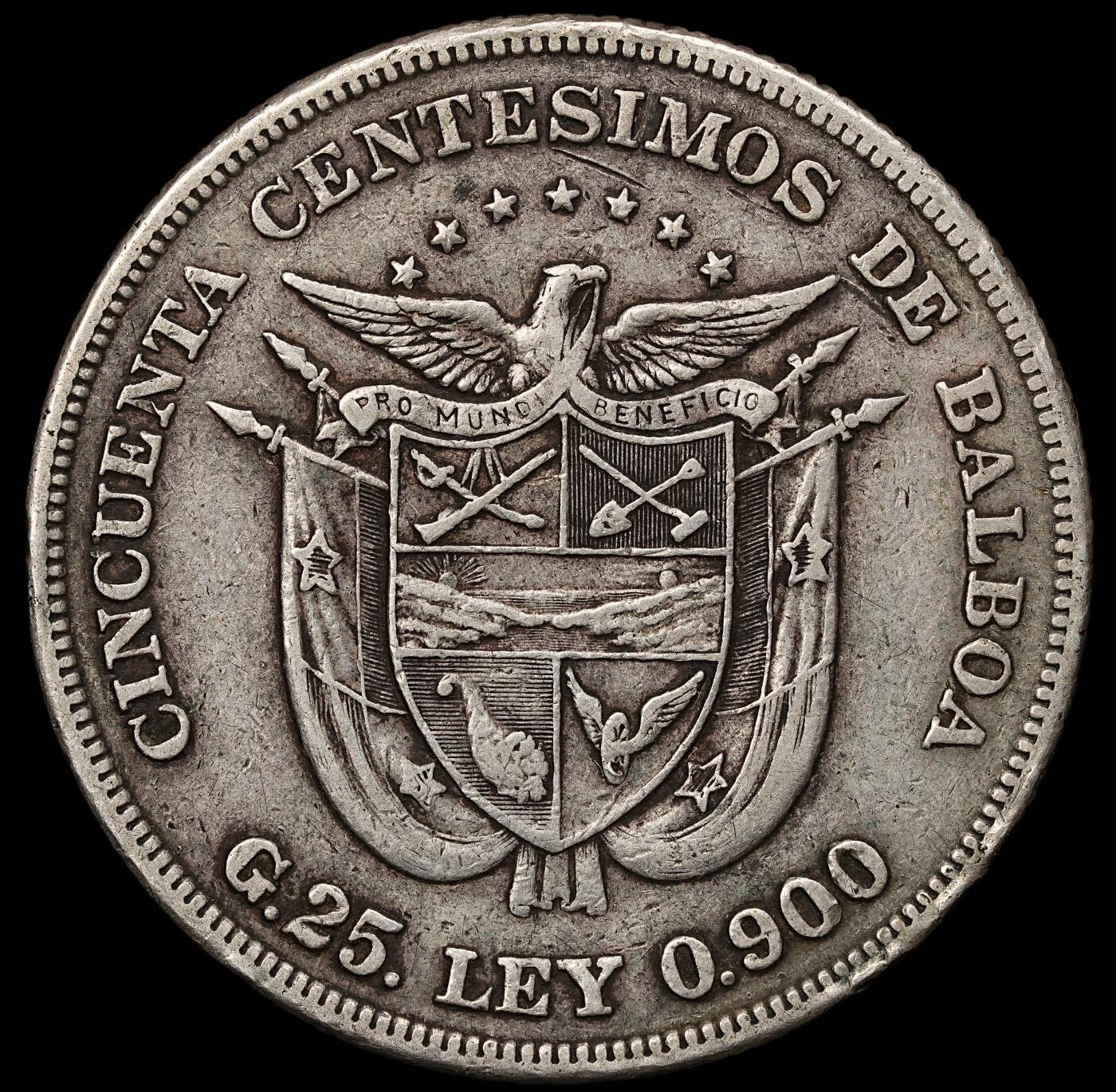 修遠堂世界钱币第107期 1905年巴拿马 50分大银币，24.92g，含银90%，大量被熔毁的品种，存世少见