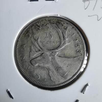 沼泽如烟--第1022场 - 加拿大1953年25分银币伊二首年