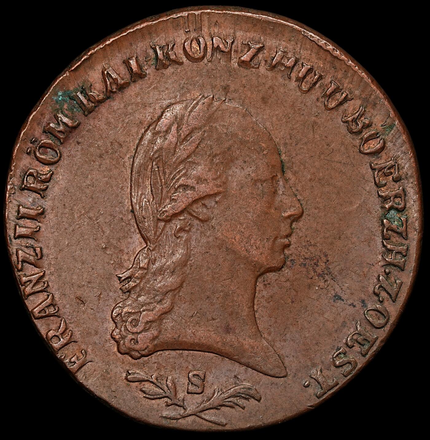 修遠堂世界钱币第107期 1800年神圣罗马帝国-奥地利6克鲁泽铜币 S厂铭