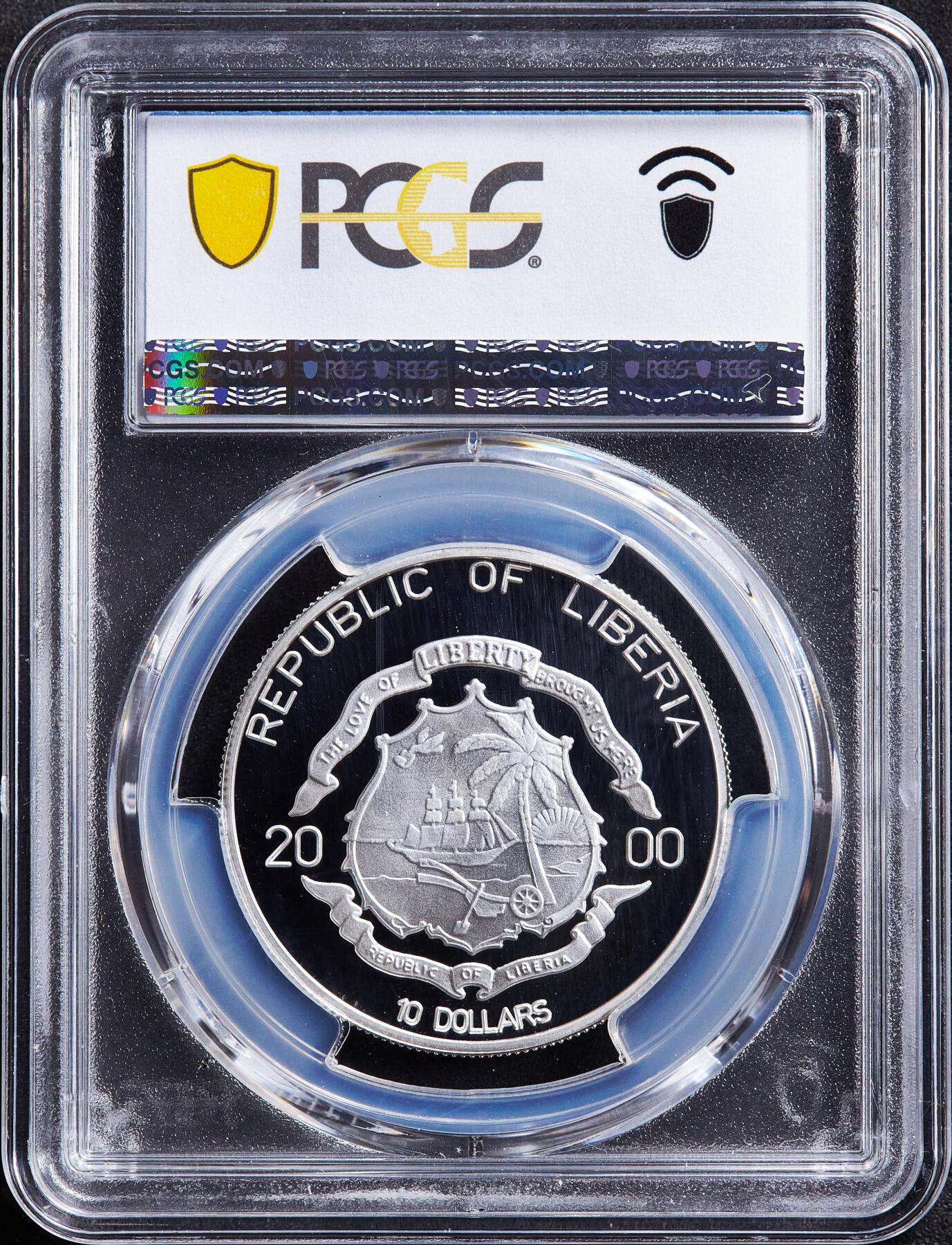 【俄甄集藏】2026年(049)03-18星期三 晚 19:30 全场包邮 利比里亚2000年野生动物系列-黛安娜长尾猴10元精制银币，PCGS PR69DC，重2015克，999银，设计精美