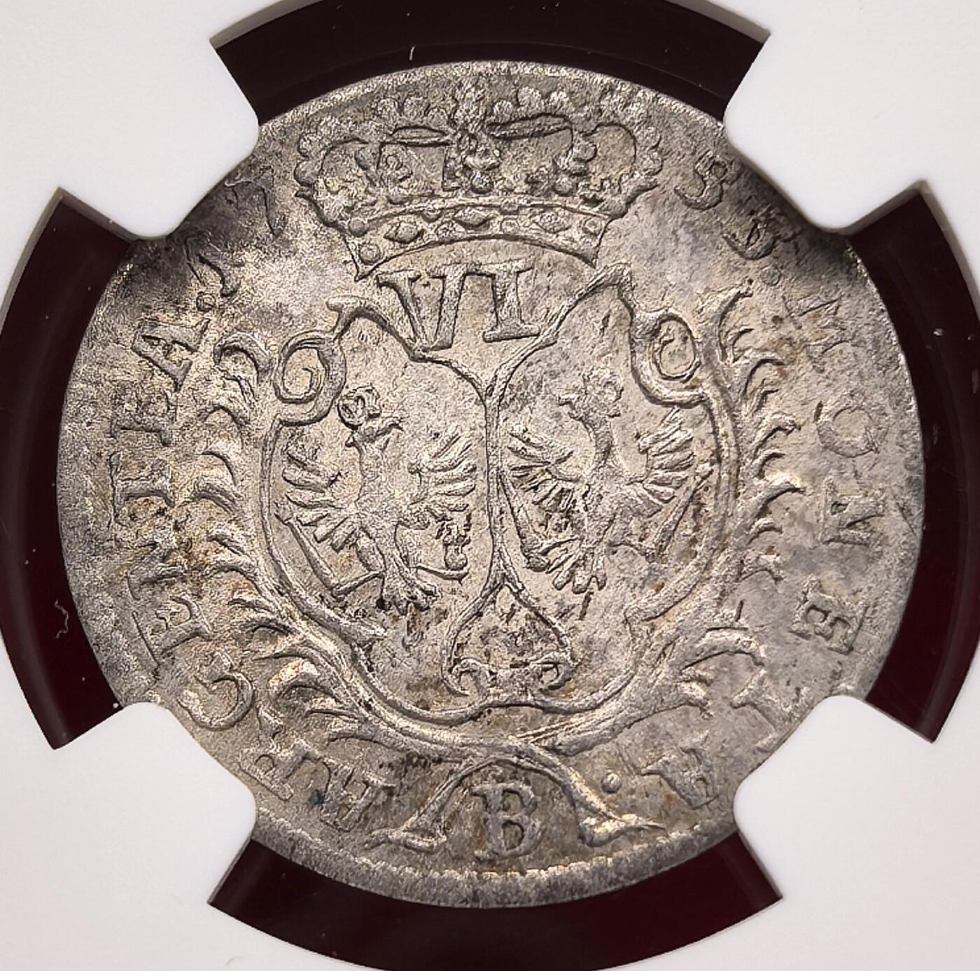 凡希社世界钱币微拍第三百二十一期 1755B德国普鲁士6Gros银辅币NGC-MS62