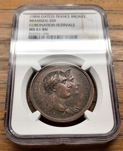 凡希社世界钱币微拍第三百二十一期 - 1804法国拿破仑皇帝加冕礼纪念铜章NGC-MS61