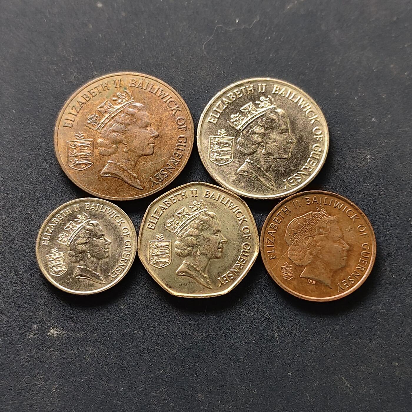 【全场包邮】纯粹捡漏拍512场 根西1990-1998年5枚套币