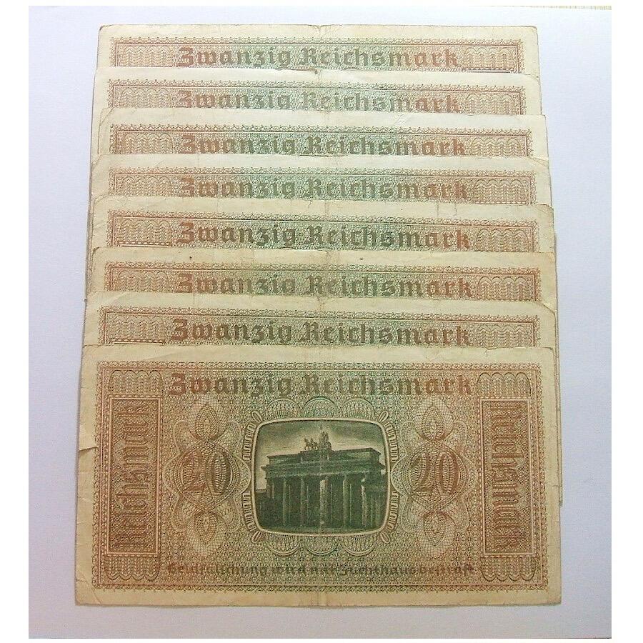 单张价 德国第三帝国1940-45年20马克 品相基本一致 流通好品